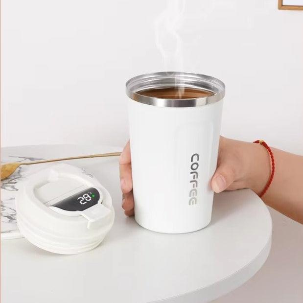 Cana termica, Zola, 500 ml, termos din otel inoxidabil si plastic, afisaj LED temperatura, 8.5x16 cm, alb Cana termica, Zola, 500 ml, termos din otel inoxidabil si plastic, afisaj LED temperatura, 8.5x16 cm, alb